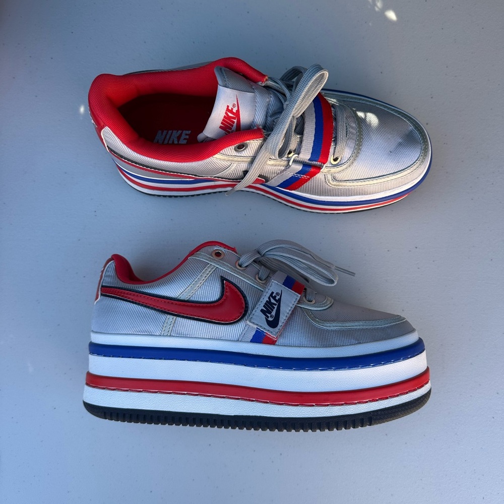 Nike Kids Shoes - Red, Blue, and Silver